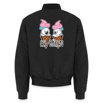 Deux délicieux oursons de crème glacée chez le glacier - Bomber unisexe - noir - Dos - AI Model Male 185 light (185cm)