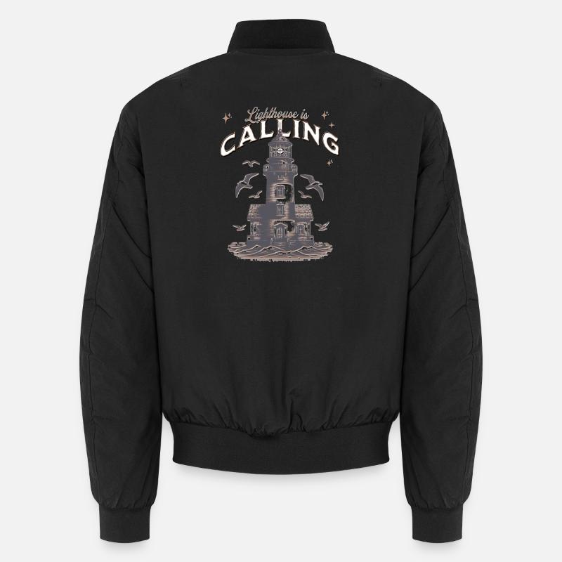 Lighthouse calls coastal nights - Unisex Bomber Jacket - black