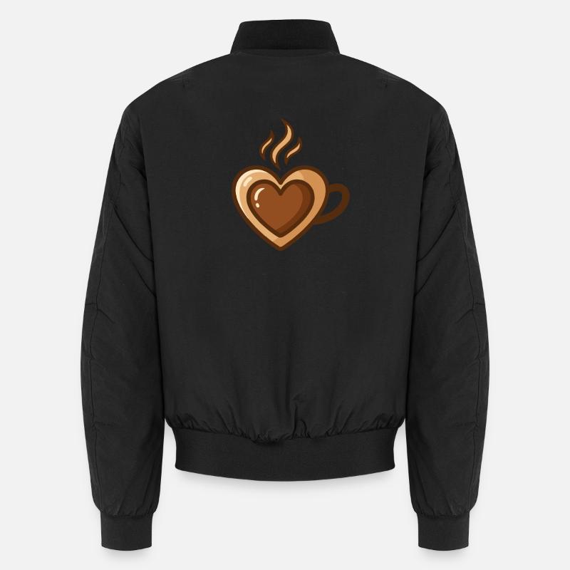 Coffee Lover Caffeine Heart Coffee - Unisex Bomber Jacket - black
