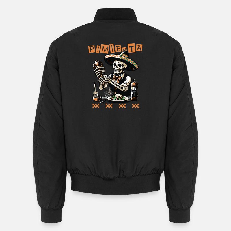 Mariachi Pepper Skull - Unisex Bomber Jacket - black