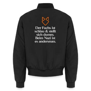 Fuchswitz: Schlauheit gegen Dummheit - Unisex Bomberjacke - Schwarz - Hinten - AI Model Male 185 light (185cm)