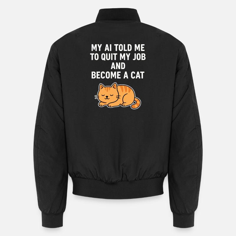 AI Cat Life - Unisex Bomber Jacket - black