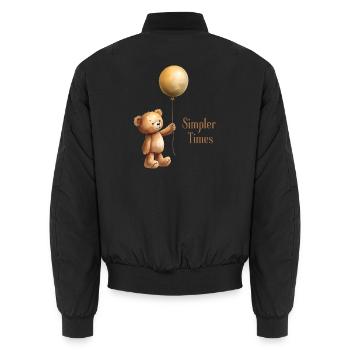 Teddy Bär mit Luftballon Simpler Times - Unisex Bomberjacke - Schwarz - Hinten - AI Model Male 185 light (185cm)