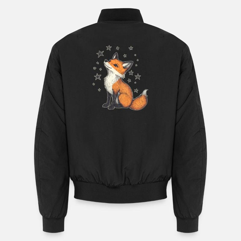 Fuchs und Sterne - Unisex Bomberjacke - Schwarz