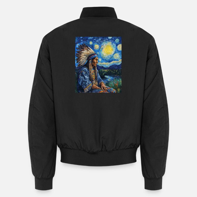 Indianer Häuptling Van Gogh Style Starry Night Unisex Bomberjacke