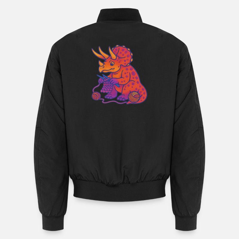 Knit Dino Triceratops Neon Gradient Unisex Bomber Jacket