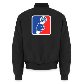 Microphone Check League Icon – Sportfan - Unisex Bomberjacke - Schwarz - Hinten - AI Model Male 185 light (185cm)