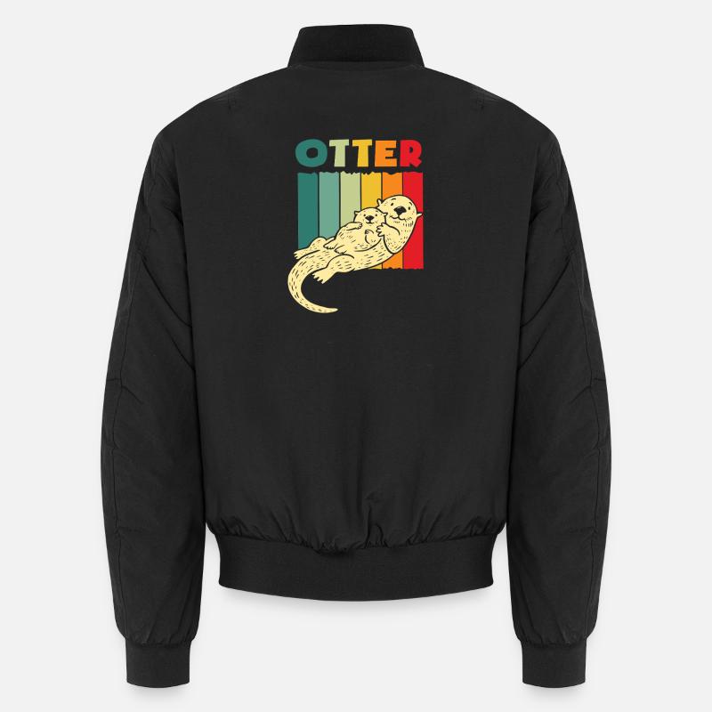 Retro Seeotter Cartoon - Unisex Bomberjacke - Schwarz