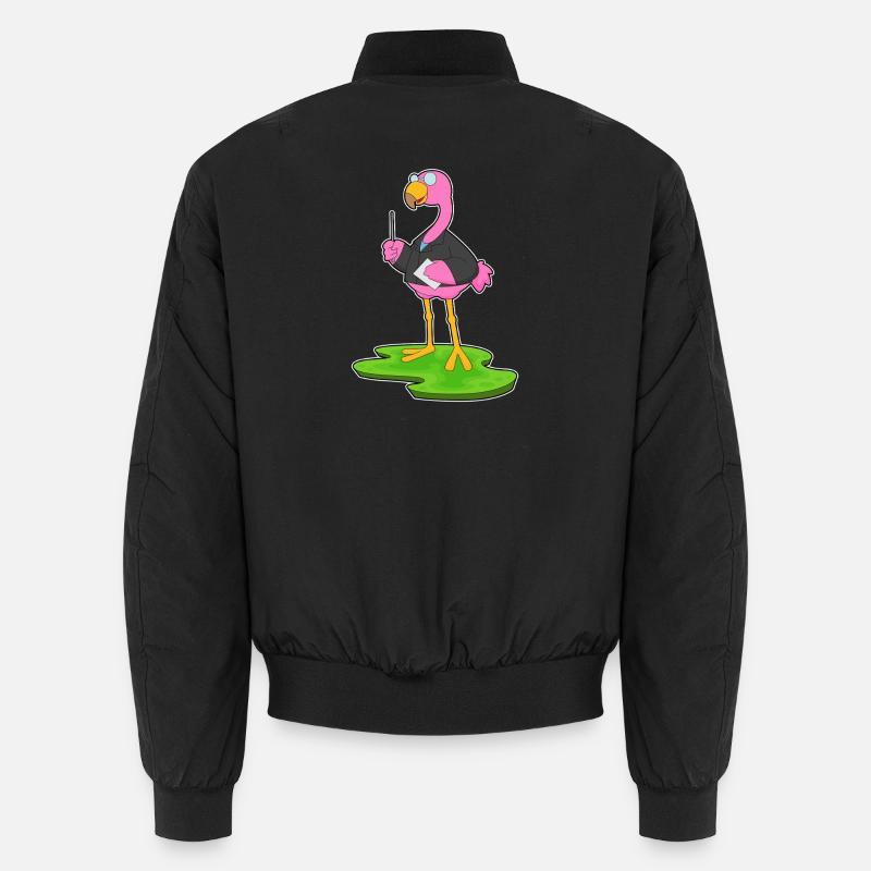 Flamingo Teacher Pointing Stick School Unisex Bomber Jacket