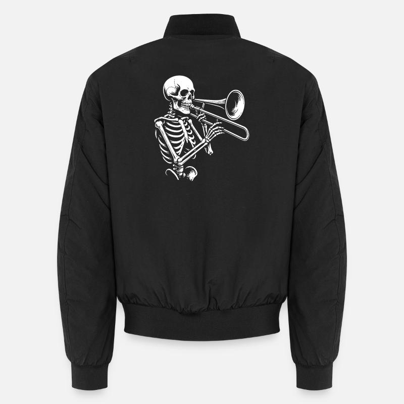 Skelett Trompete Jazz Silhouette Unisex Bomberjacke
