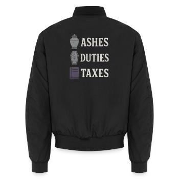 Corpse Science Dark Humor Death Positive - Unisex Bomber Jacket - black - Back - AI Model Male 185 light (185cm)