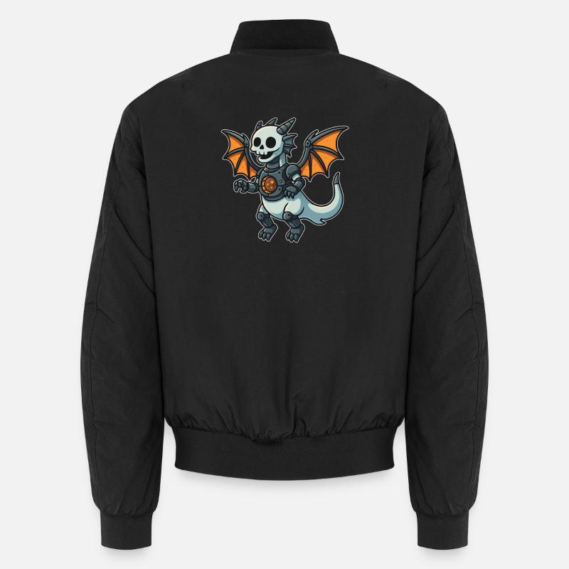 Roboterdrache mit Knochenhelm und Flügeln Unisex Bomberjacke