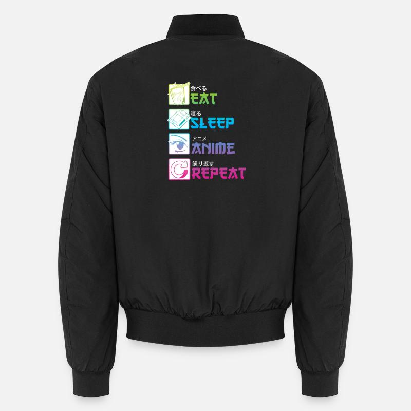 EAT SLEEP ANIME REPEAT - Unisex Bomberjacke - Schwarz