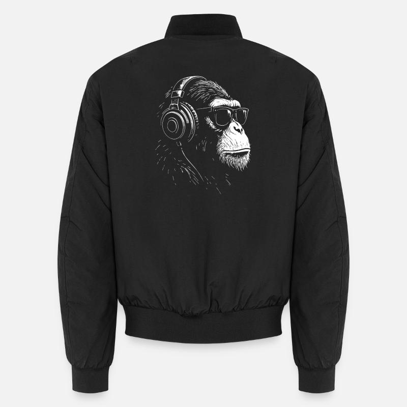 Kopfhörer Monkey mit Sonnenbrille - Unisex Bomberjacke - Schwarz