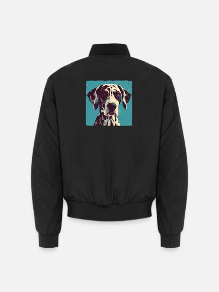 Dalmatiner Porträt – Pop Art Vintage in Blau - Unisex Bomberjacke - Schwarz