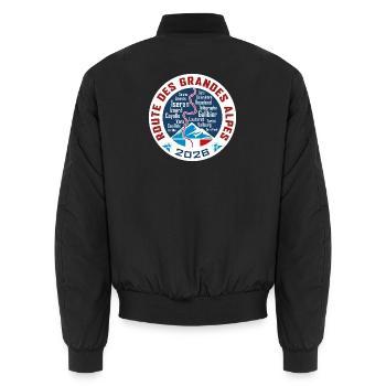 Route des Grandes Alpes | V2 | 2026 - Unisex Bomberjacke - Schwarz - Hinten - AI Model Male 185 light (185cm)