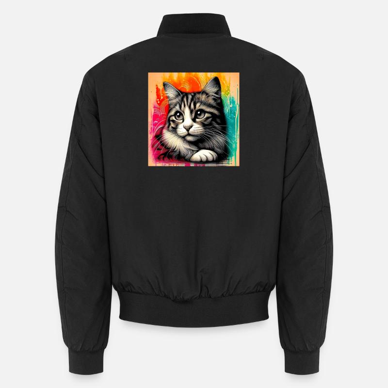 cat - Unisex Bomber Jacket - black