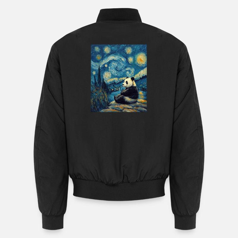 Panda Bär Van Gogh Style Starry Night Unisex Bomberjacke