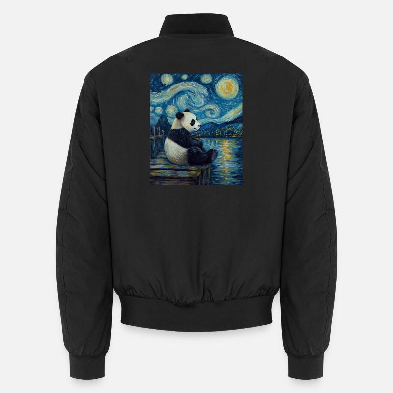 Panda Ours Style Van Gogh Nuit étoilée Bomber unisexe