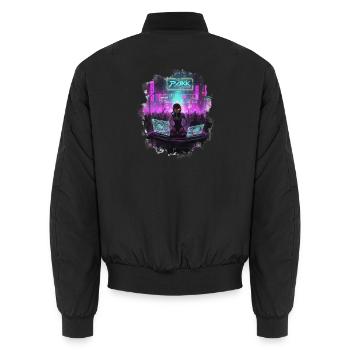 Cyberpunk_DJ_Party - Unisex Bomberjacke - Schwarz - Hinten - AI Model Male 185 light (185cm)