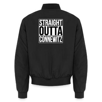 STRAIGHT OUTTA CONNEWITZ - Unisex Bomberjacke - Schwarz - Hinten - AI Model Male 185 light (185cm)