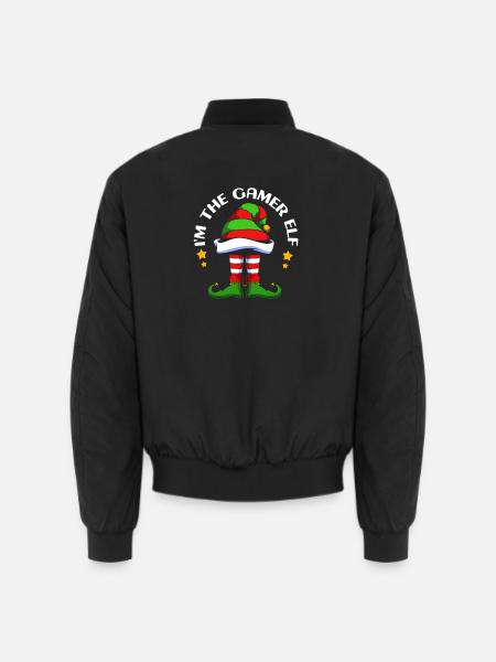 Gamer Gaming Zocker Elfe Elf Weihnachtsgeschenk - Unisex Bomberjacke - Schwarz