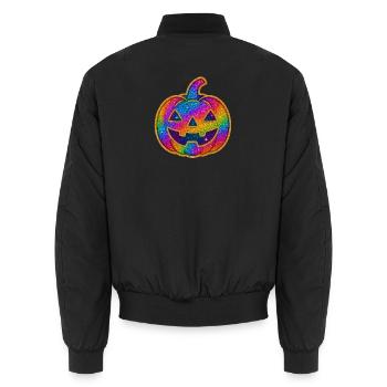 Regenbogen Glitzer Kürbis - Unisex Bomberjacke - Schwarz - Hinten - AI Model Male 185 light (185cm)