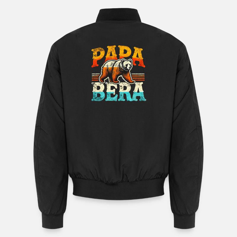 Papa Bear Retro Style, Fathers  - Unisex Bomber Jacket - black