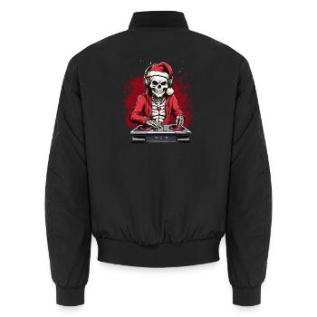 X-mas Skull-Dj  - Unisex Bomberjacke - Schwarz - Hinten - AI Model Male 185 light (185cm)