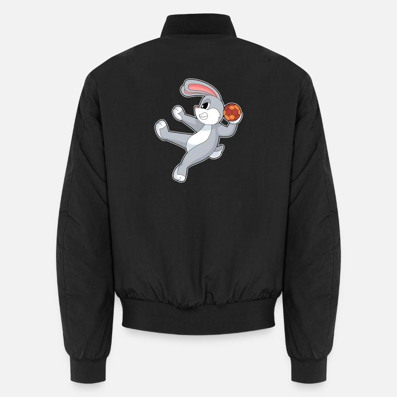 Rabbit Handball Player Handball - Unisex Bomber Jacket - black