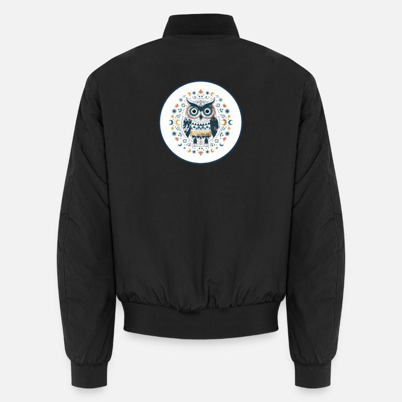 Waldkauz Mandala Muster - Unisex Bomberjacke - Schwarz