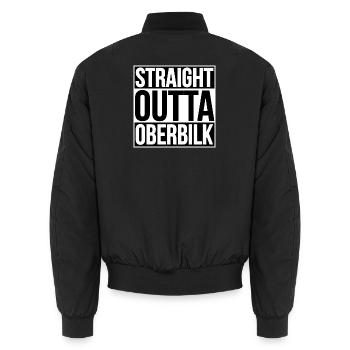 Straight Outta Oberbilk - Unisex Bomberjacke - Schwarz - Hinten - AI Model Male 185 light (185cm)