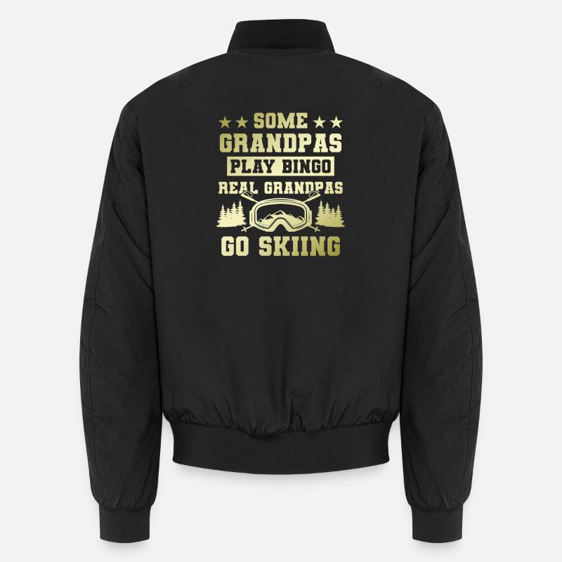 Grandfather ski saying - Unisex Bomber Jacket - black