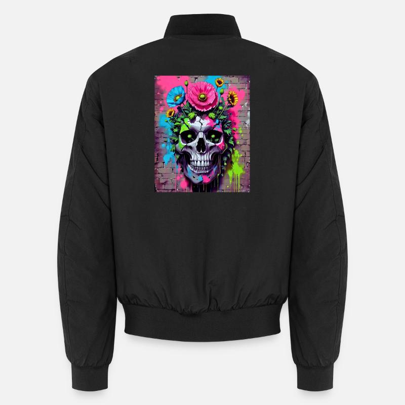 fleurs de crâne - Bomber unisexe - noir