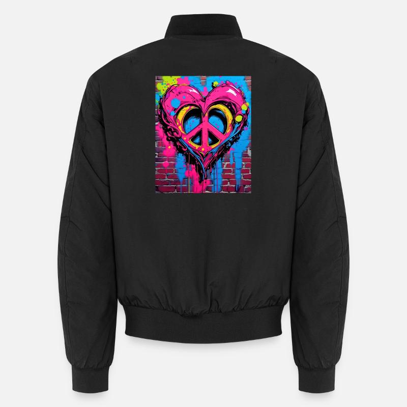 Liebe und Frieden - Unisex Bomberjacke - Schwarz