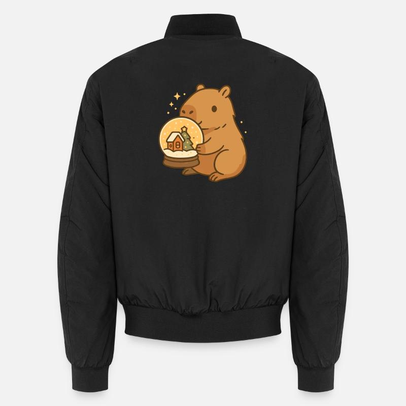 ✨ Capybara with Snow Globe – Christmas Magic Unisex Bomber Jacket