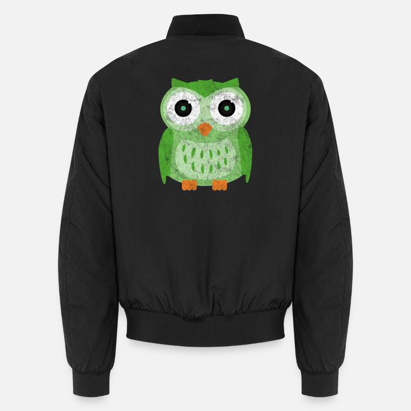 Grüne Eulen Cartoon Unisex Bomberjacke