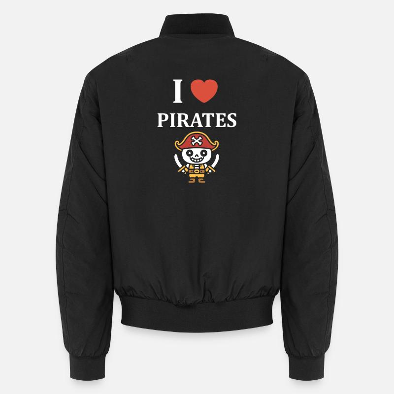 J aime Pirates Squelette Pirate - Bomber unisexe - noir