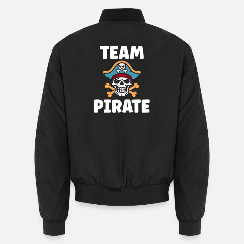 Piratenschädel und TEAM PIRATE Logo Unisex Bomberjacke