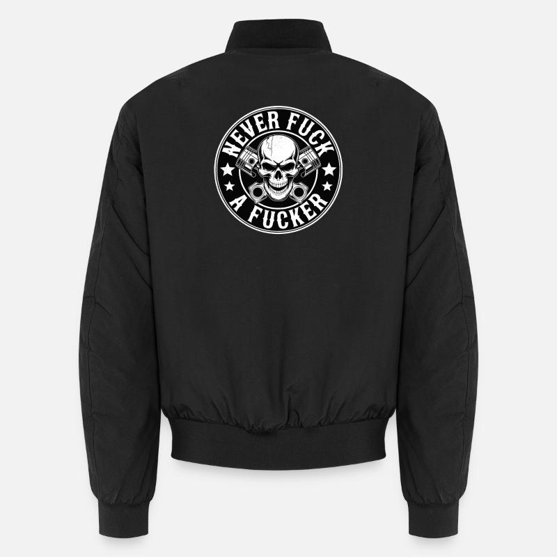 Never Mess With Fucker Epic Biker Badge Skull Unisex Bomberjacke