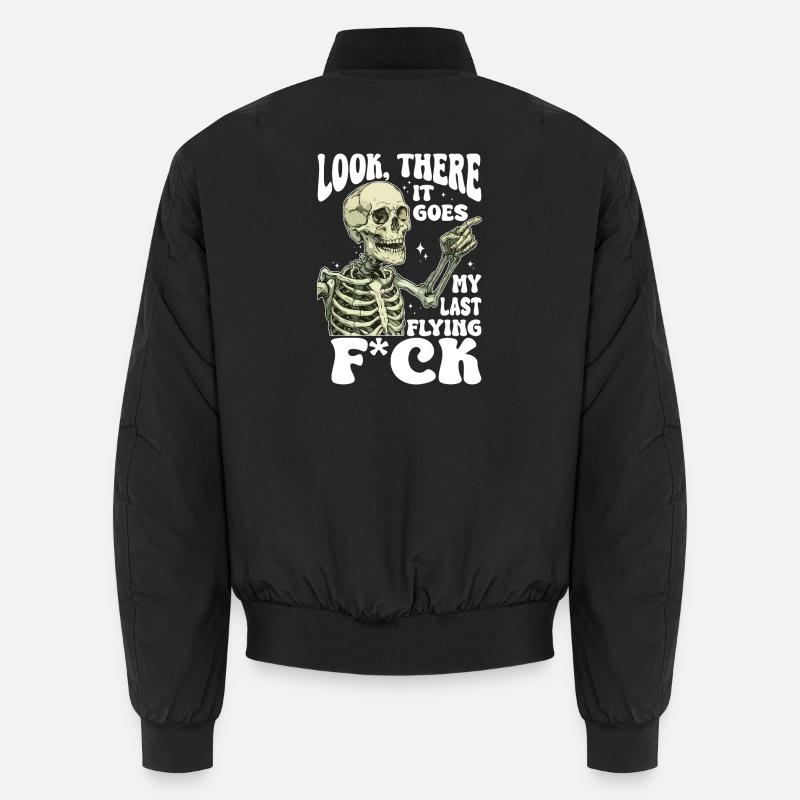 Halloween Skeleton Flying F*ck - Unisex Bomber Jacket - black