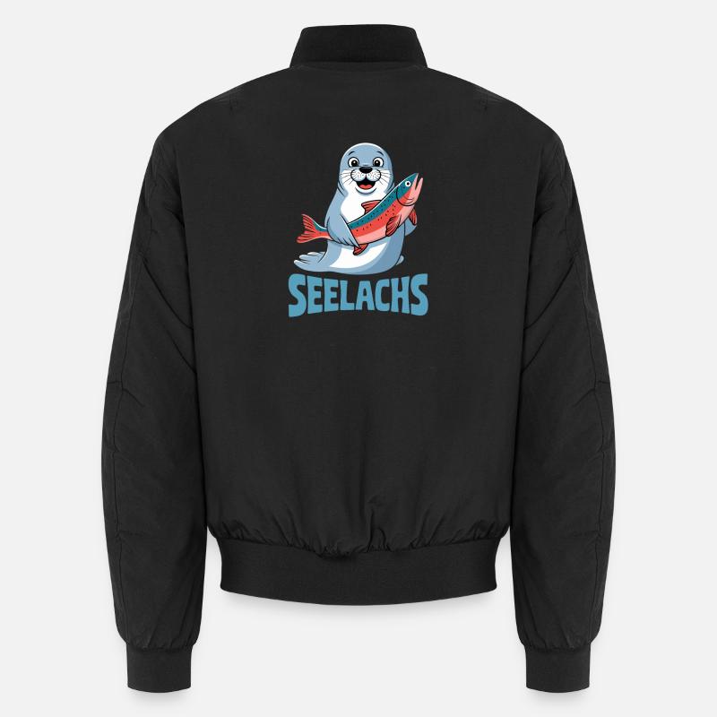Goberge drôle de phoque avec jeu de mots sur le saumon Bomber unisexe