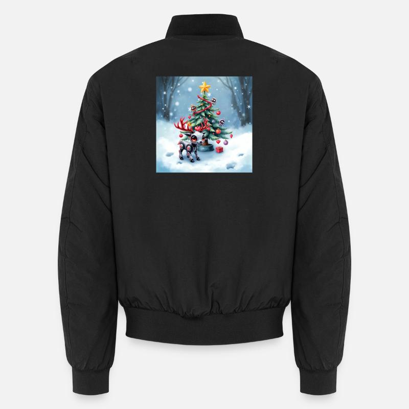 Christmas robotic reindeer - Unisex Bomber Jacket - black