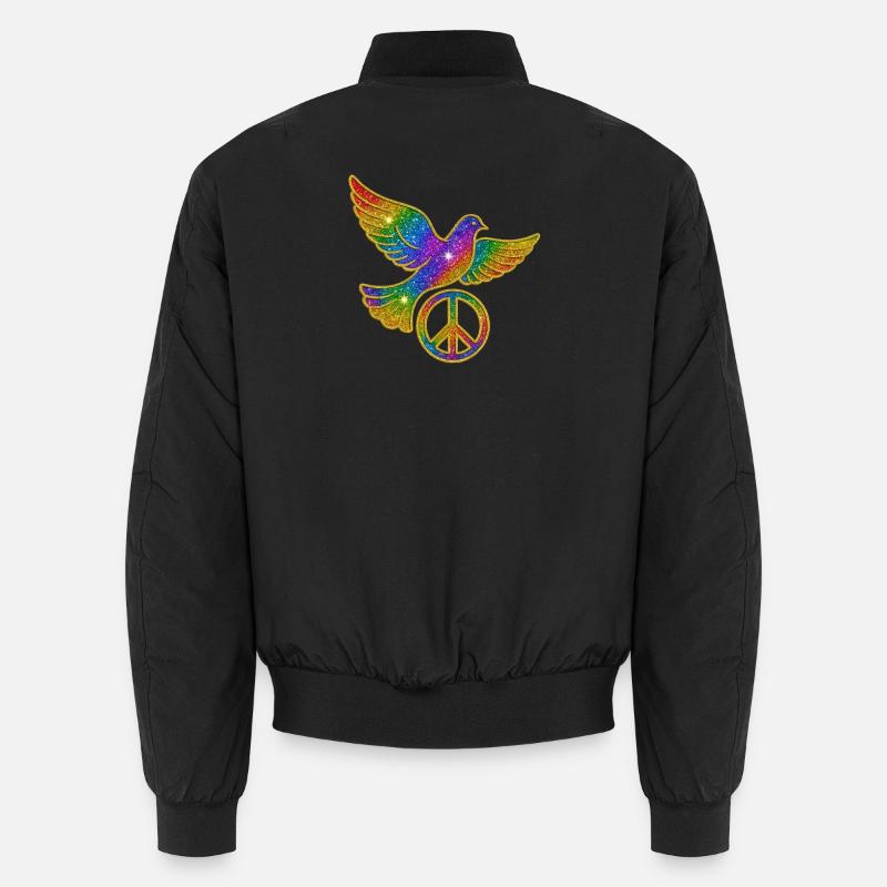 Regenbogen Taubenfriedenssymbol - Unisex Bomberjacke - Schwarz