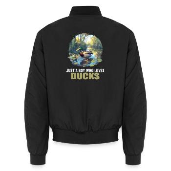 Ducks Duck - Unisex Bomber Jacket - black - Back - AI Model Male 185 light (185cm)