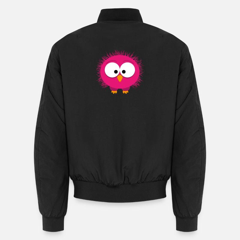Flauschiges Pinkes Vogelchen Portrait - Unisex Bomberjacke - Schwarz