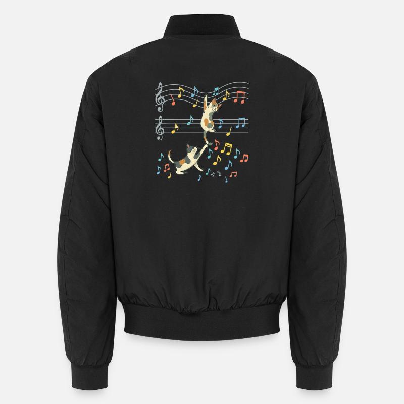 Chat Musique Danse des Notes - Bomber unisexe - noir