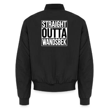 Straight Outta Wandsbek HAMBURG - Unisex Bomber Jacket - black - Back - AI Model Male 185 light (185cm)
