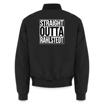 STRAIGHT OUTTA RAHLSTEDT HAMBURG - Unisex Bomberjacke - Schwarz - Hinten - AI Model Male 185 light (185cm)