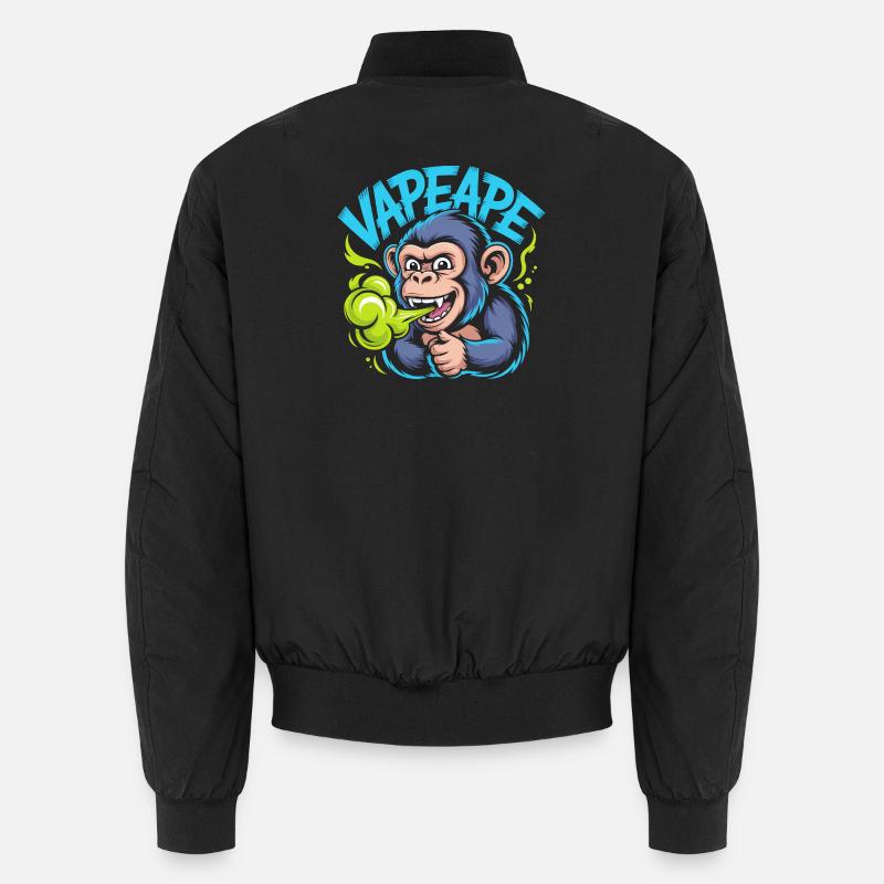 Vapeape Funny Monkey Graphic - Unisex Bomber Jacket - black